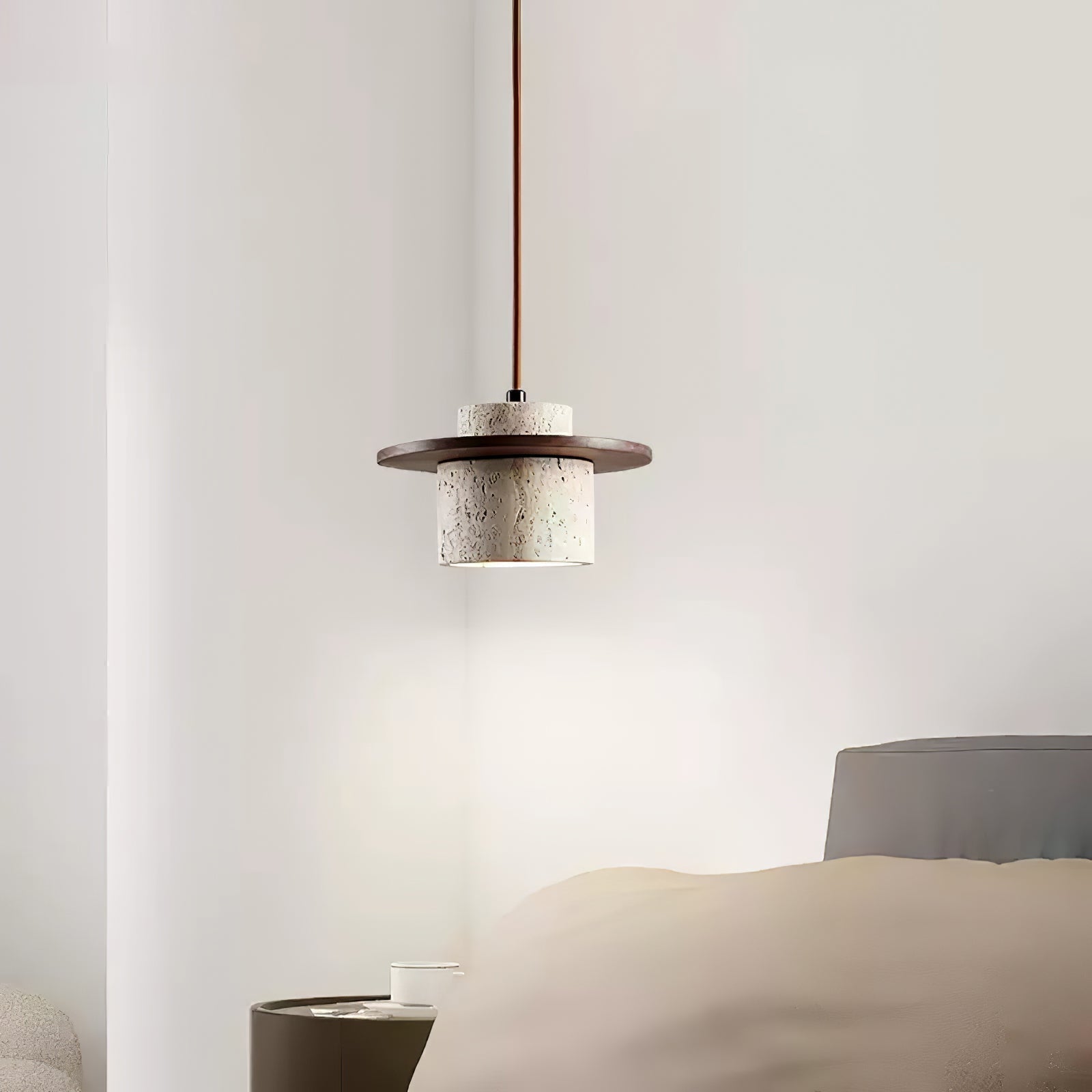 Elvaria Suspension Cylindre Disque en Travertin