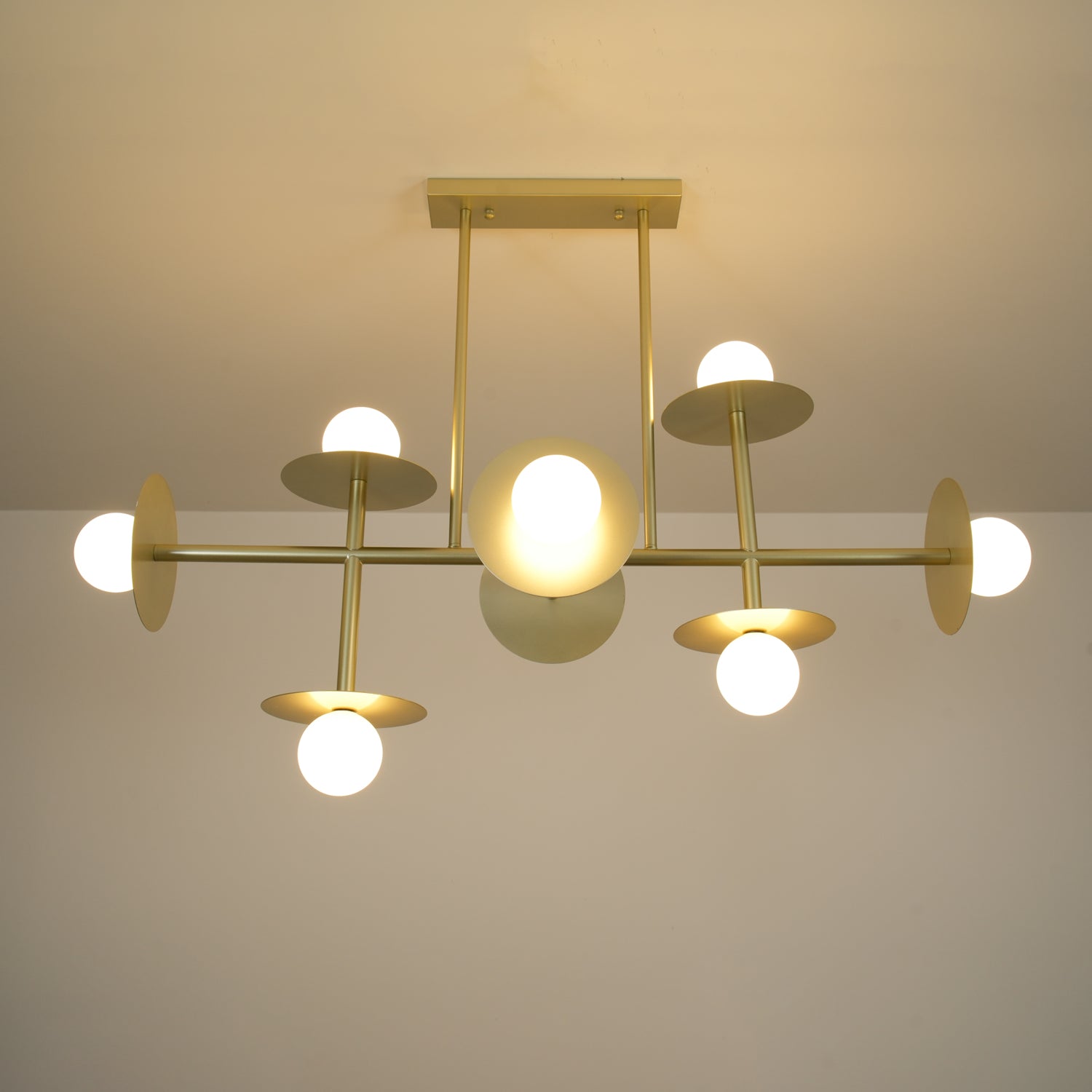 Lustra Lustre Strada en laiton et verre géométrique