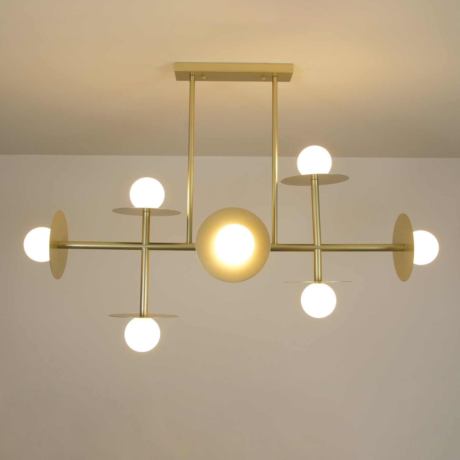 Lustra Lustre Strada en laiton et verre géométrique