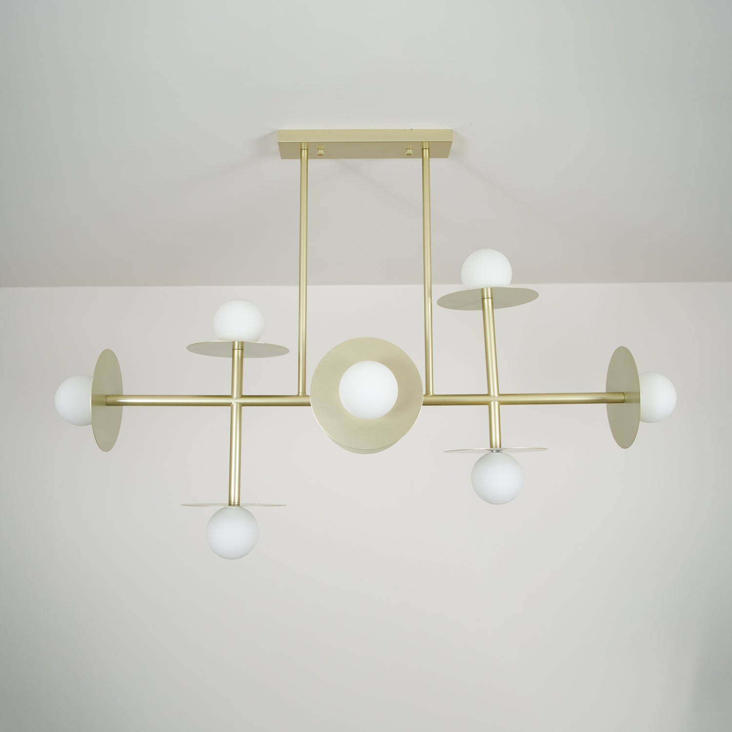 Lustra Lustre Strada en laiton et verre géométrique