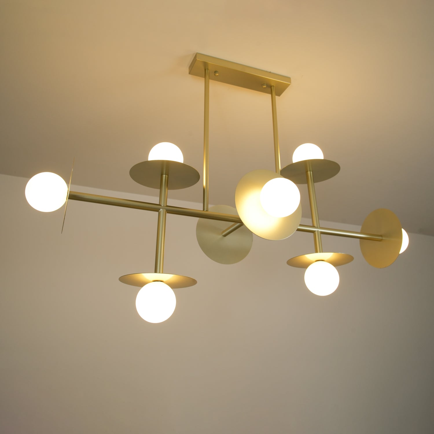 Lustra Lustre Strada en laiton et verre géométrique