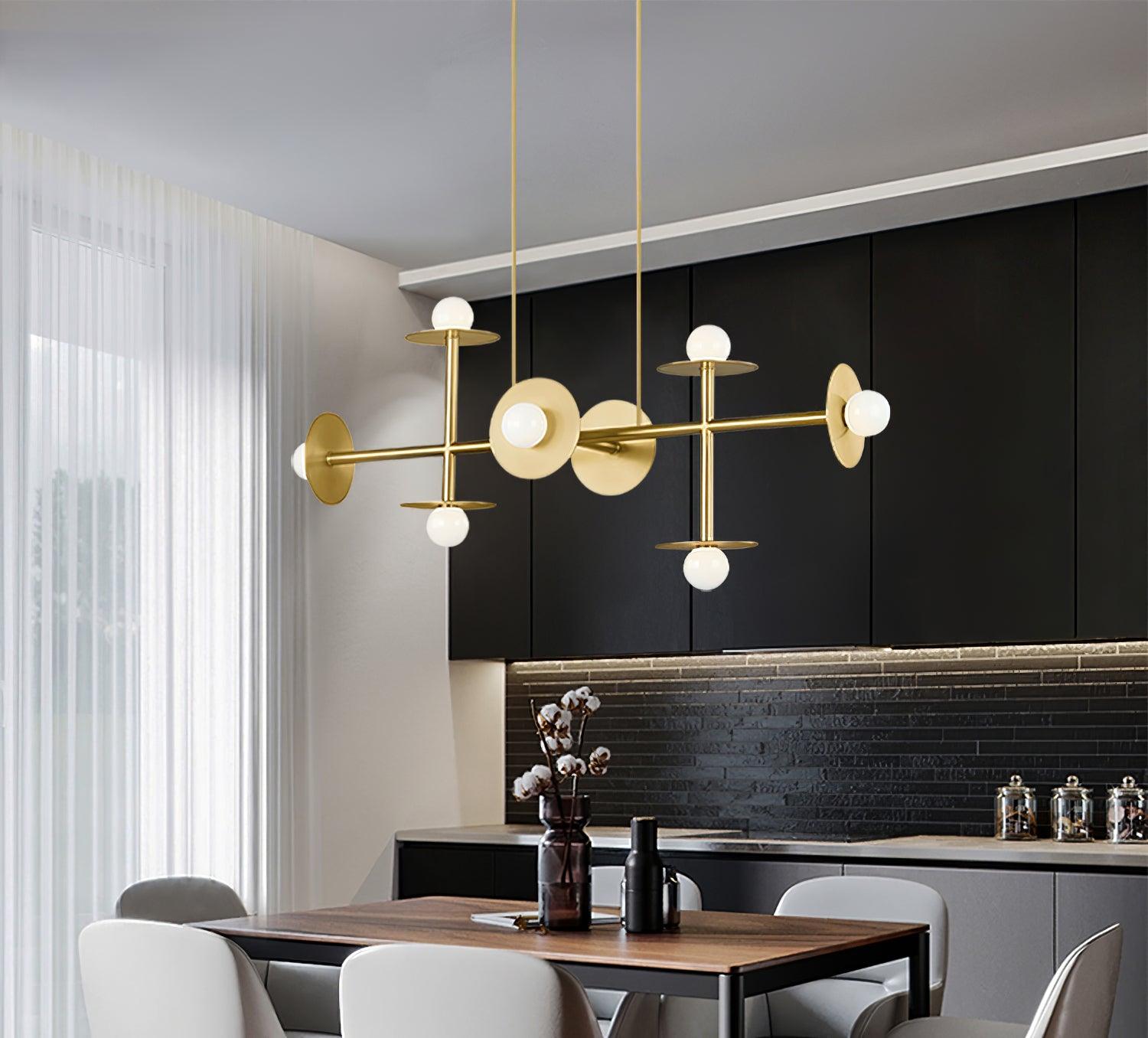 Lustra Lustre Strada en laiton et verre géométrique