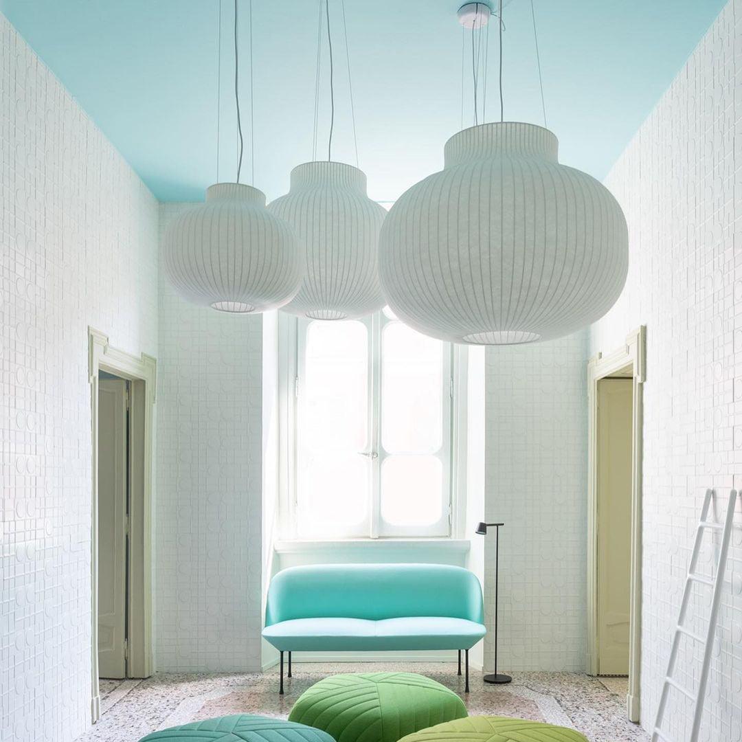 Suspension Abat-jour en Soie Pliée Courbée Moderne Minimaliste