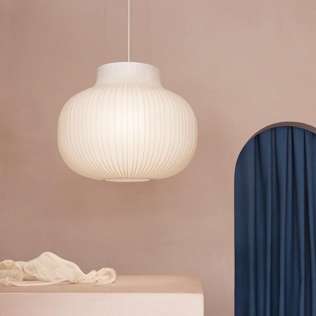 Suspension Abat-jour en Soie Pliée Courbée Moderne Minimaliste