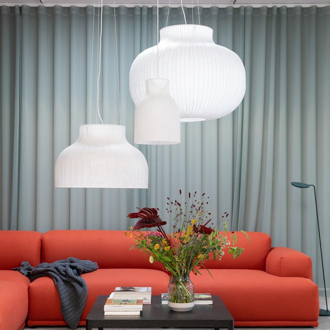 Suspension Abat-jour en Soie Pliée Courbée Moderne Minimaliste