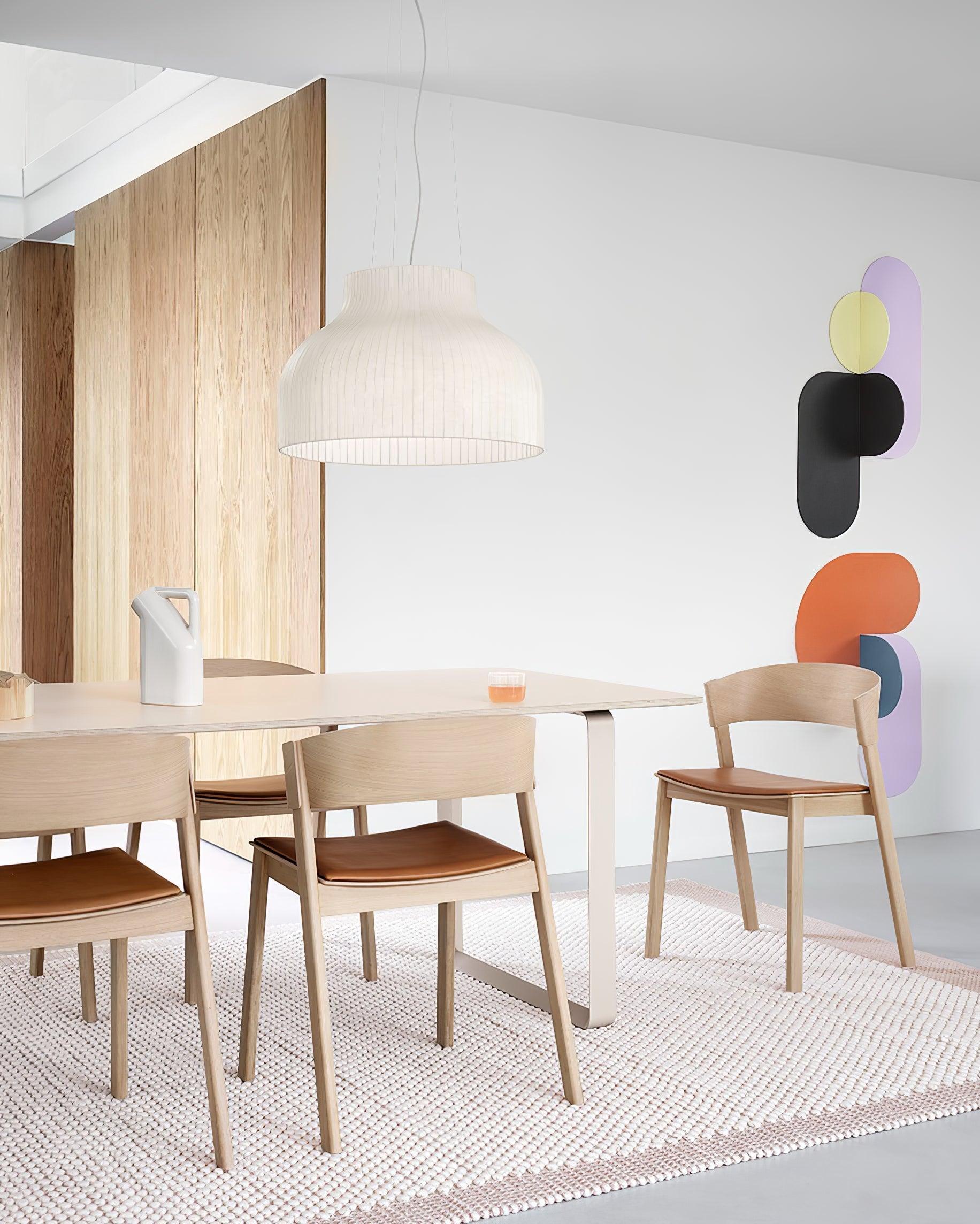 Suspension Abat-jour en Soie Pliée Courbée Moderne Minimaliste