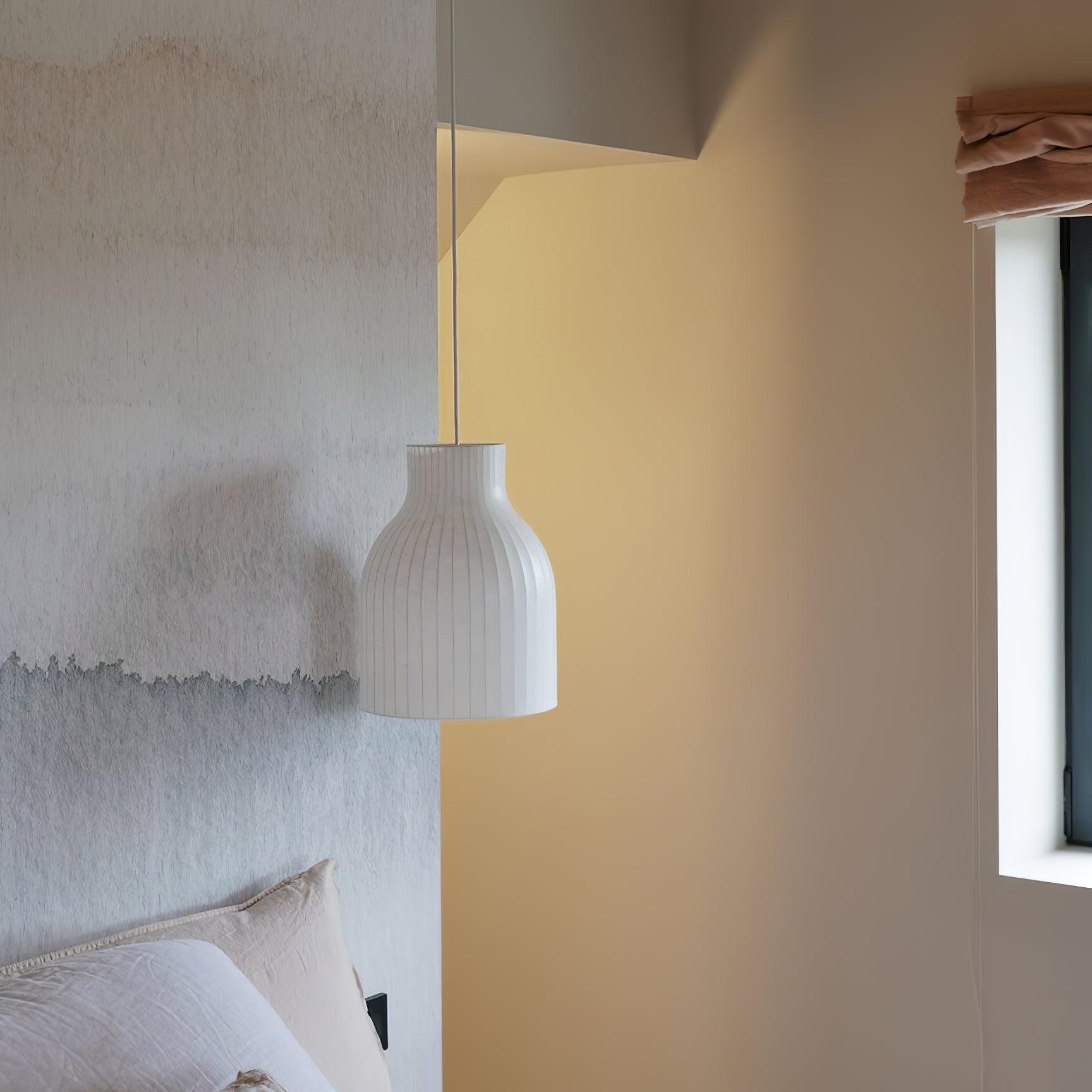 Suspension Abat-jour en Soie Pliée Courbée Moderne Minimaliste