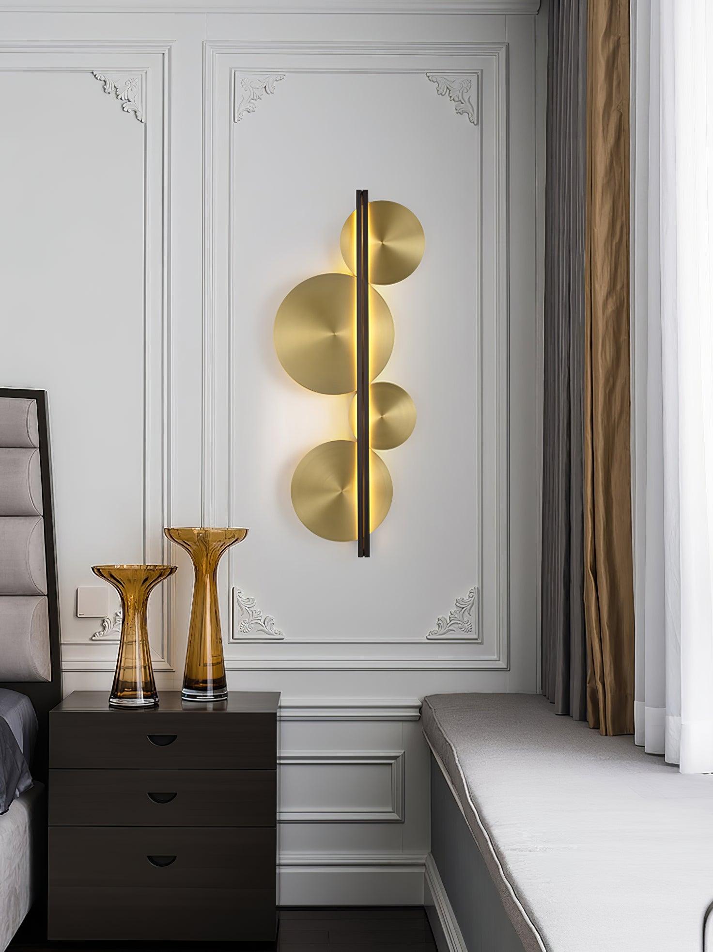 Lustra Applique Murale Dorée Circulaire Sculpturale