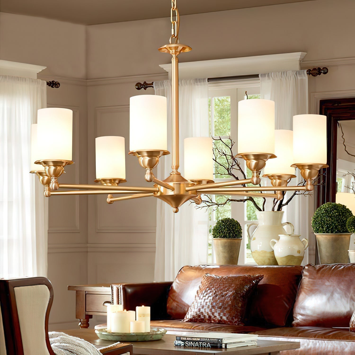 Idorara Postmodern Luxe Laiton Verre Lustre
