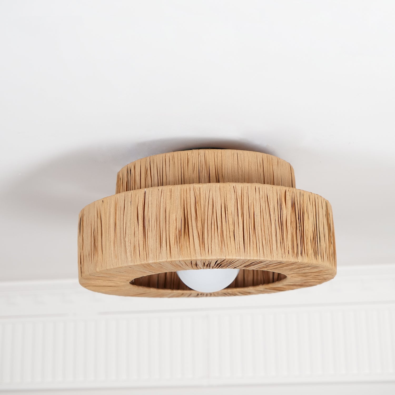 Ilthean Plafonnier artistique en paille naturelle