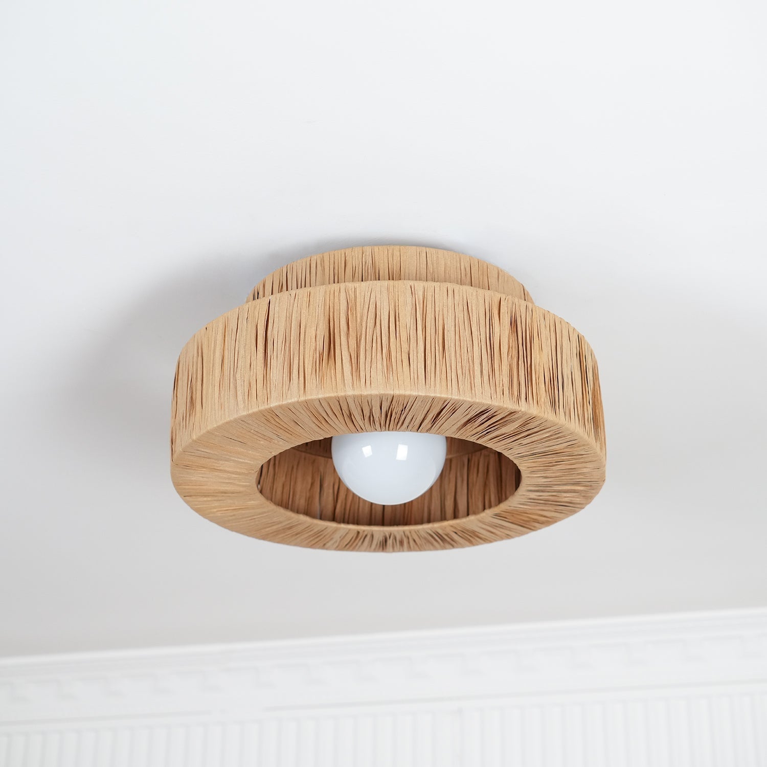 Ilthean Plafonnier artistique en paille naturelle