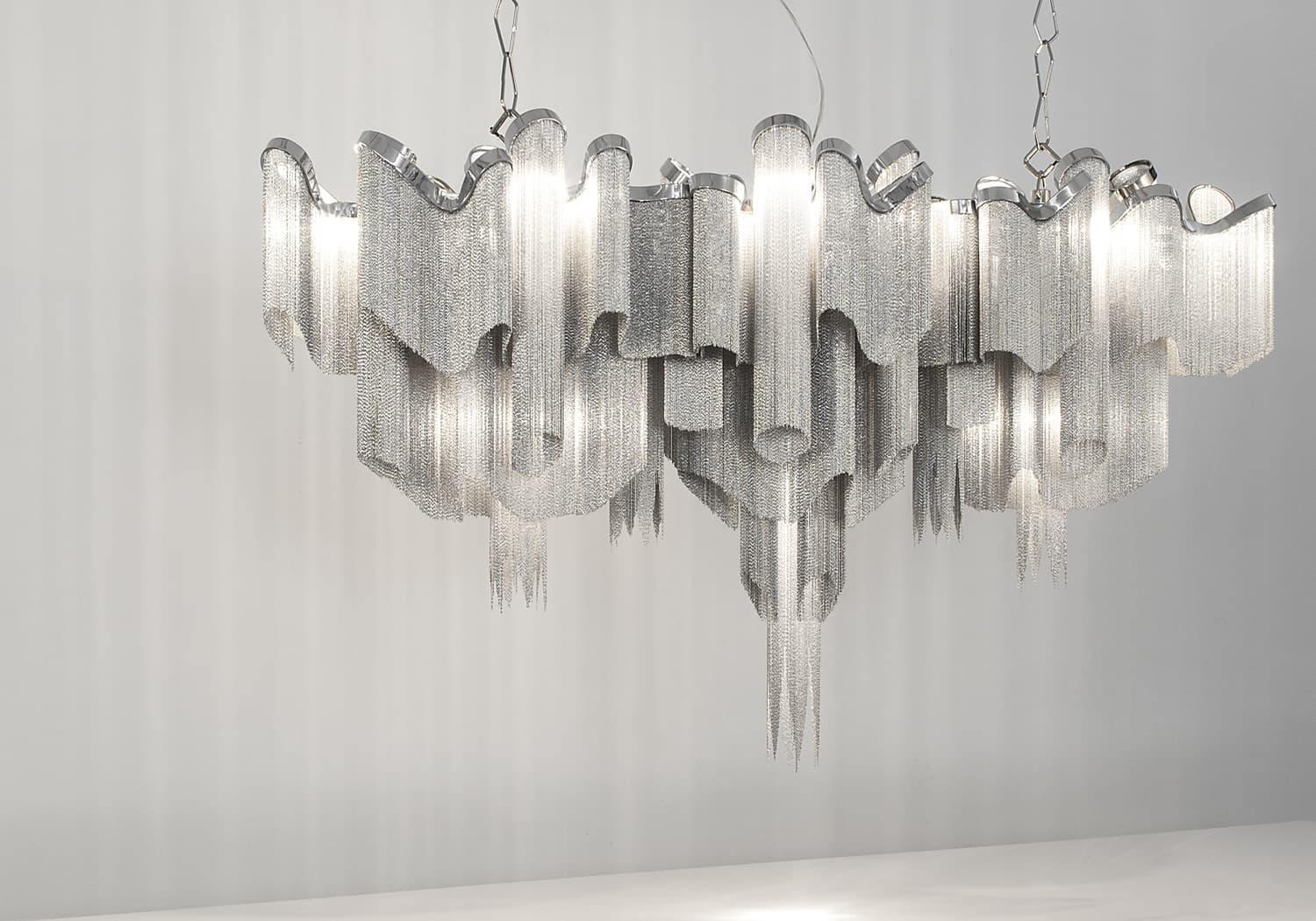 Lustra Suspension Lampe Chaîne en Nickel Coulant