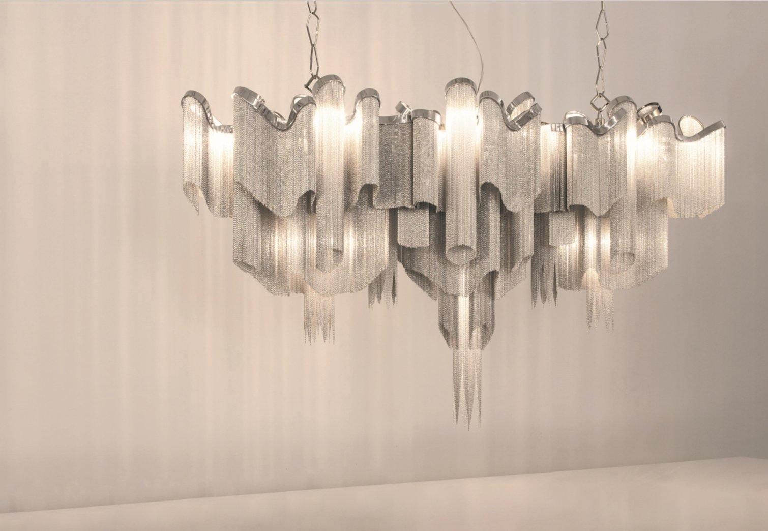 Lustra Suspension Lampe Chaîne en Nickel Coulant