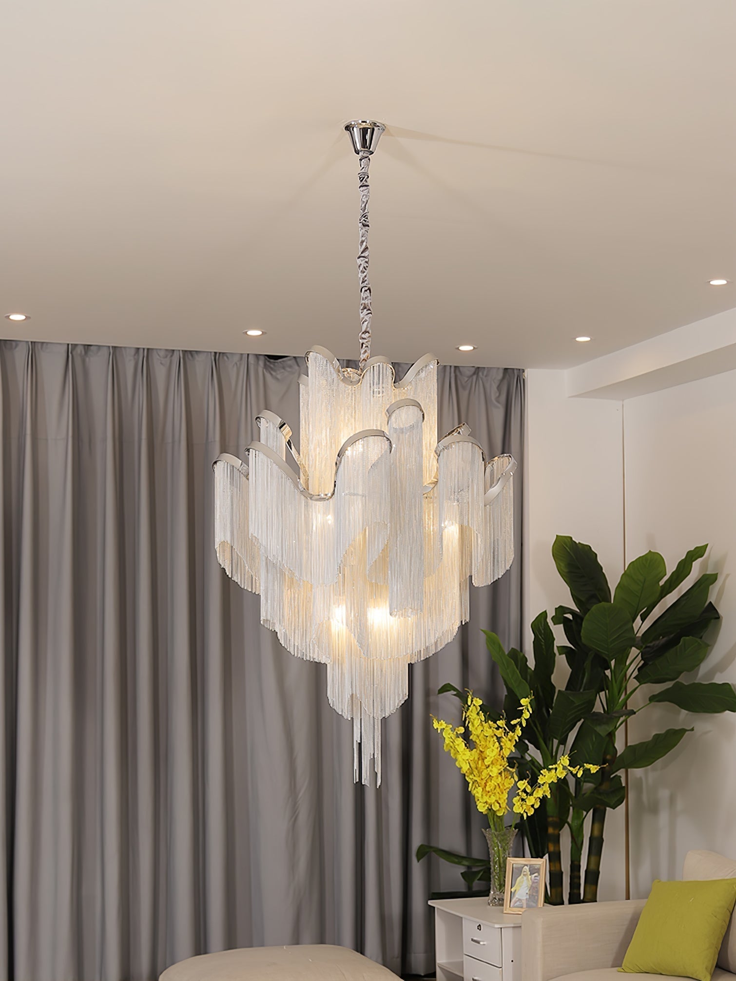 Lustra Suspension Lampe Chaîne en Nickel Coulant