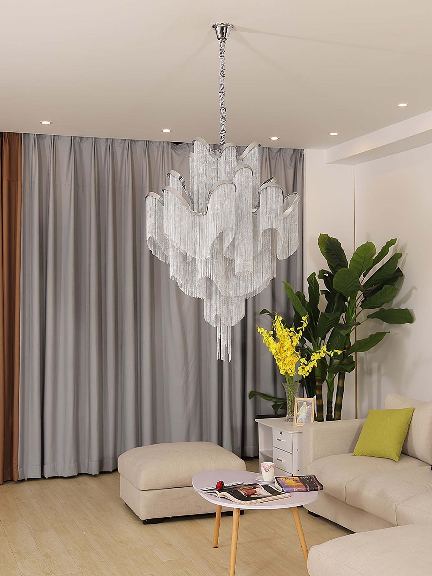 Lustra Suspension Lampe Chaîne en Nickel Coulant