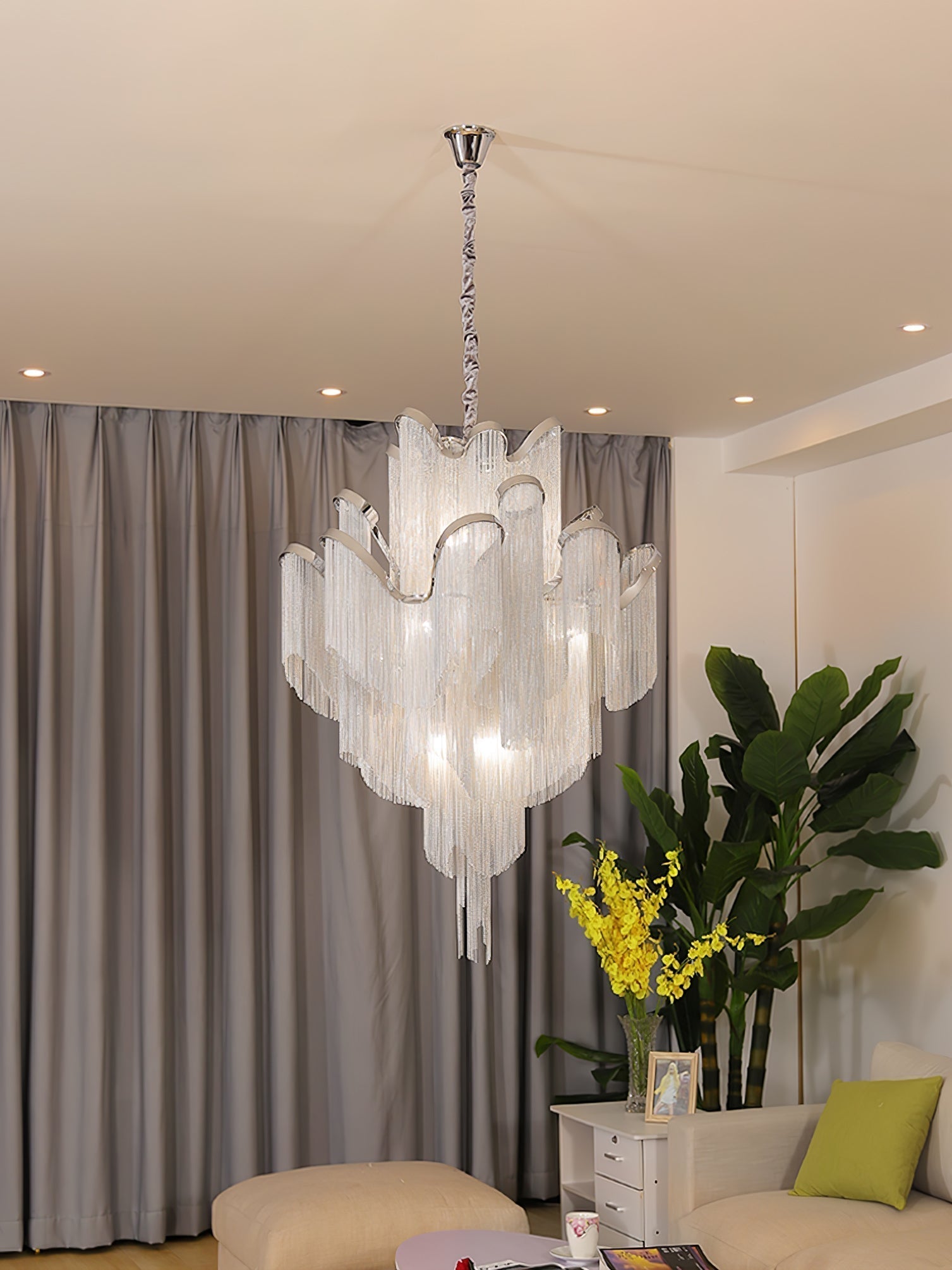 Lustra Suspension Lampe Chaîne en Nickel Coulant
