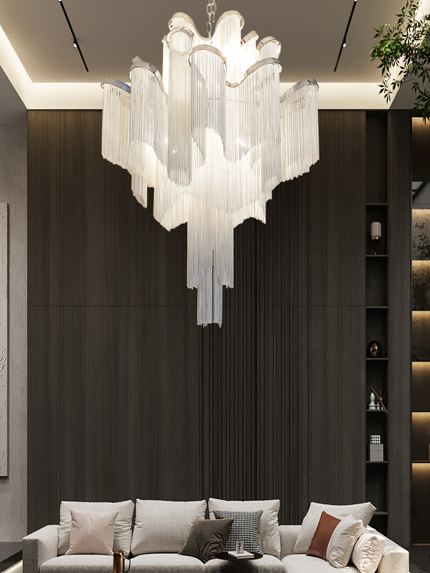 Lustra Suspension Lampe Chaîne en Nickel Coulant