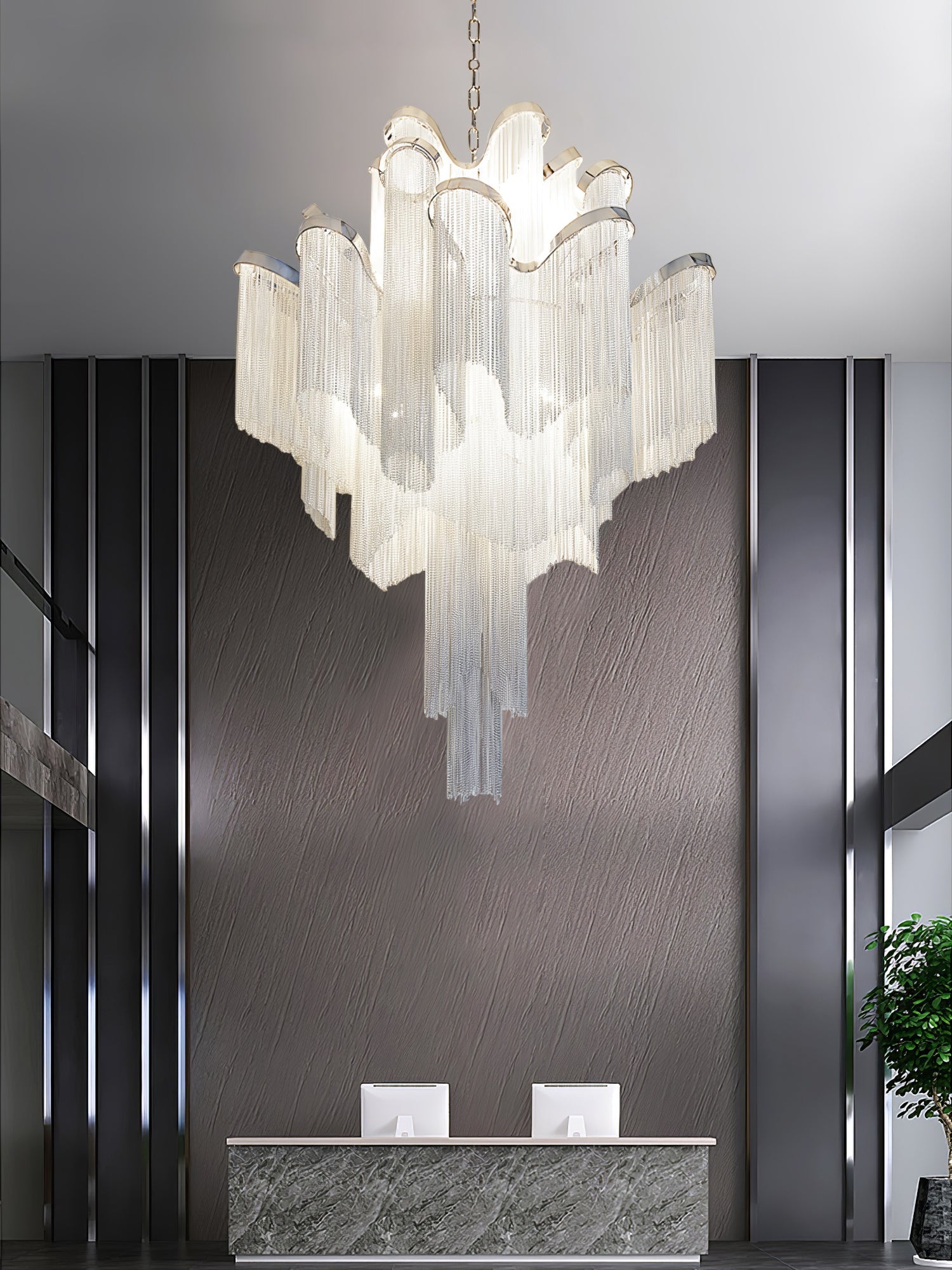 Lustra Suspension Lampe Chaîne en Nickel Coulant