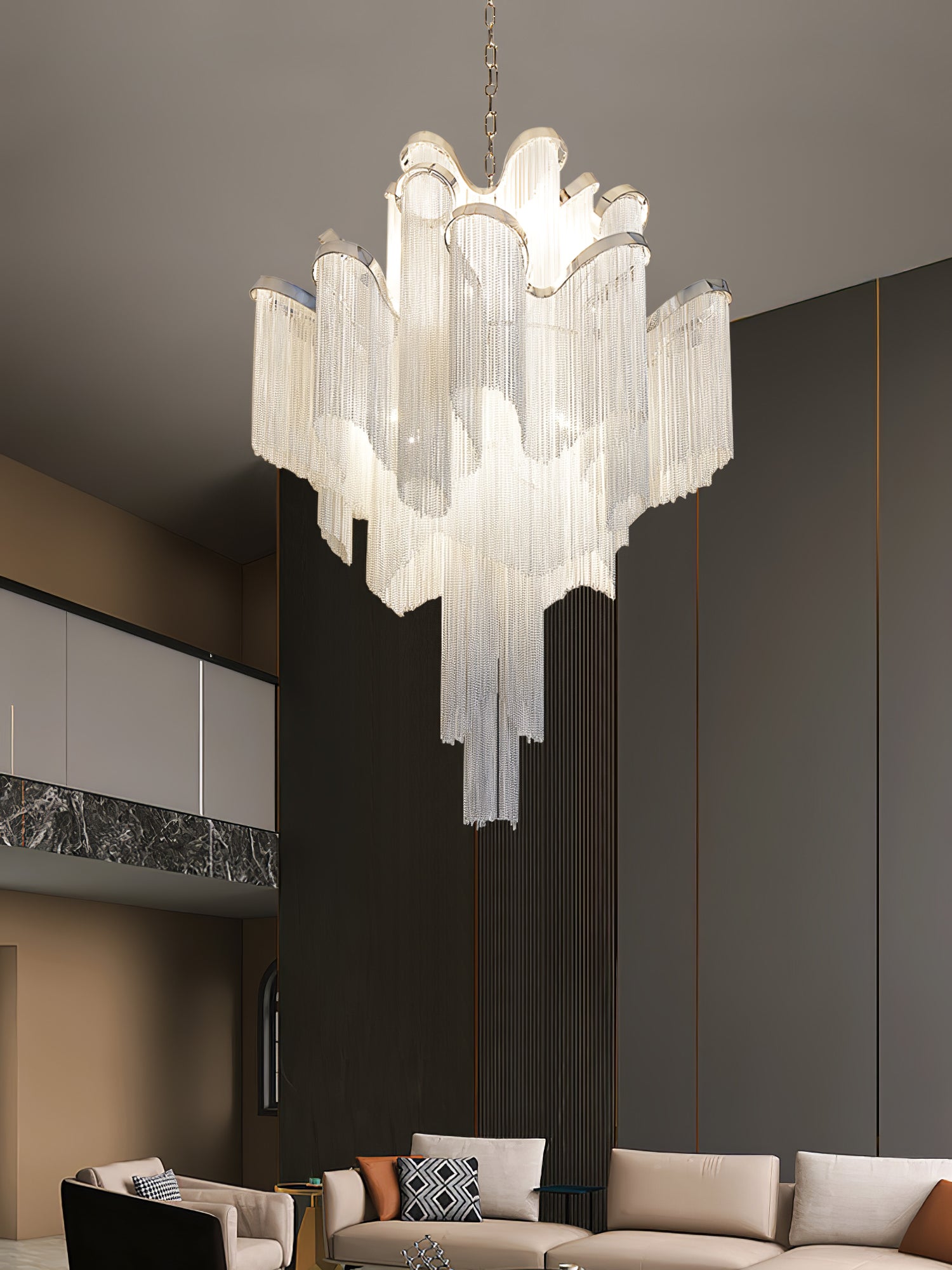Lustra Suspension Lampe Chaîne en Nickel Coulant