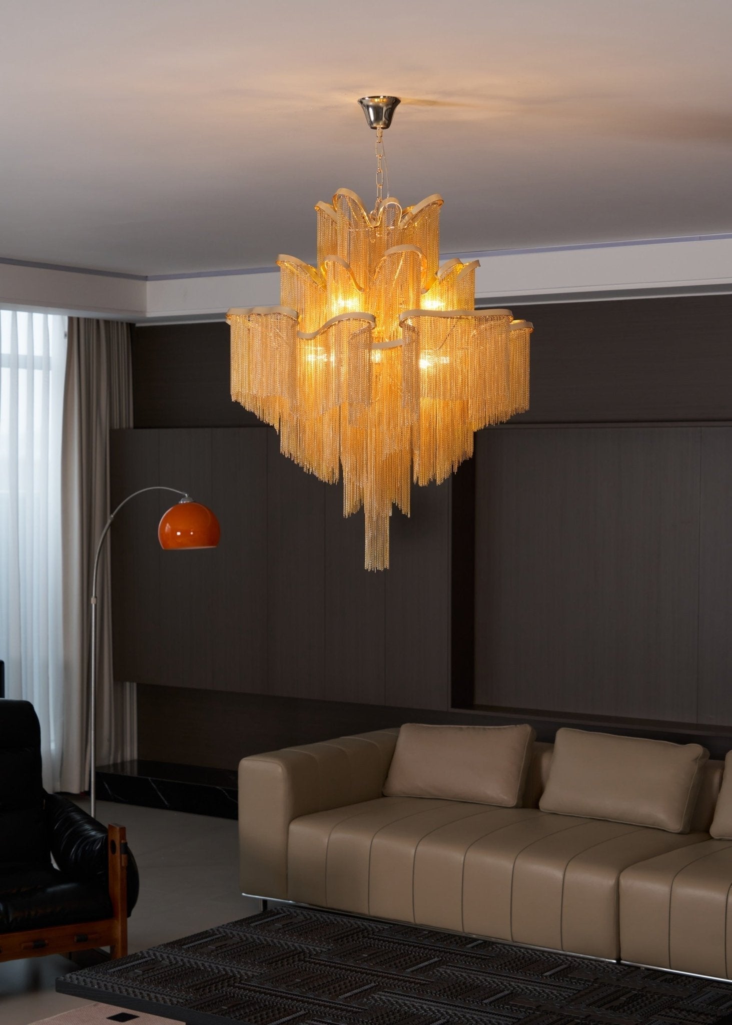 Lustra Suspension Lampe Chaîne en Nickel Coulant