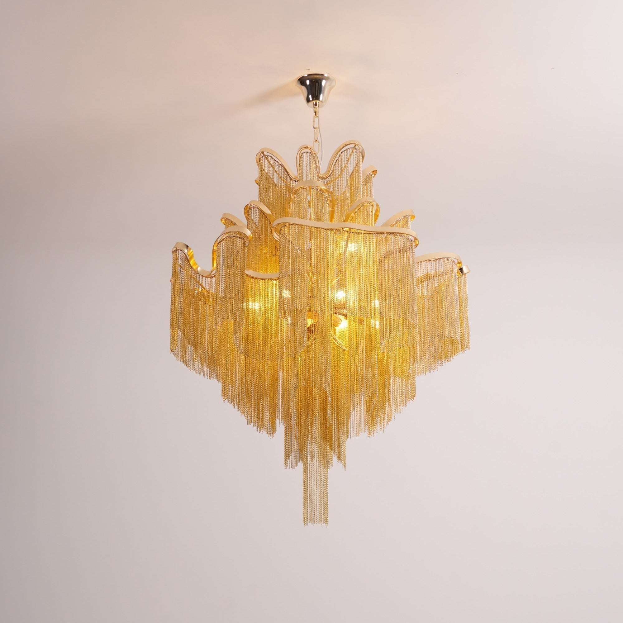 Lustra Suspension Lampe Chaîne en Nickel Coulant