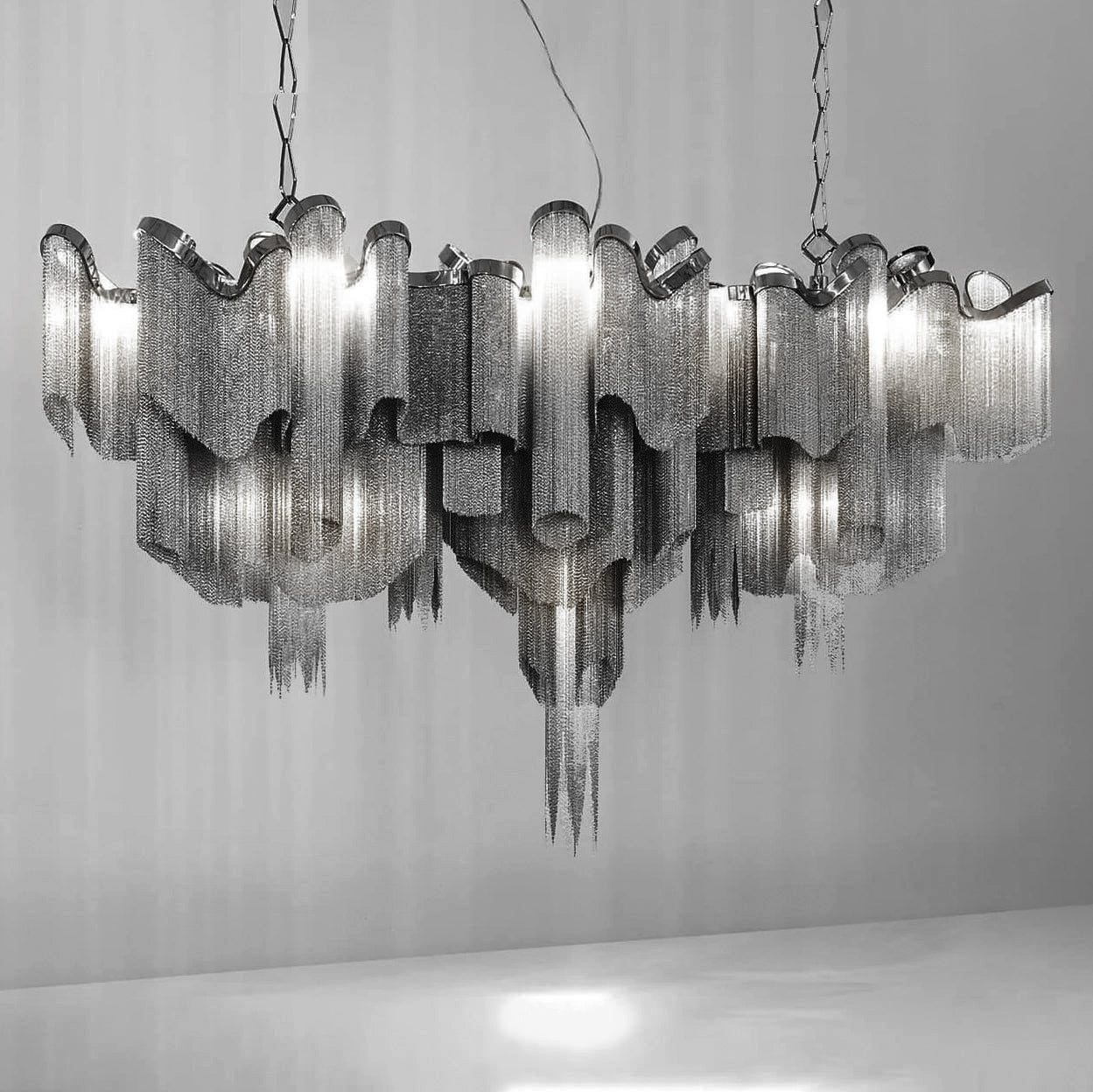 Lustra Suspension Lampe Chaîne en Nickel Coulant