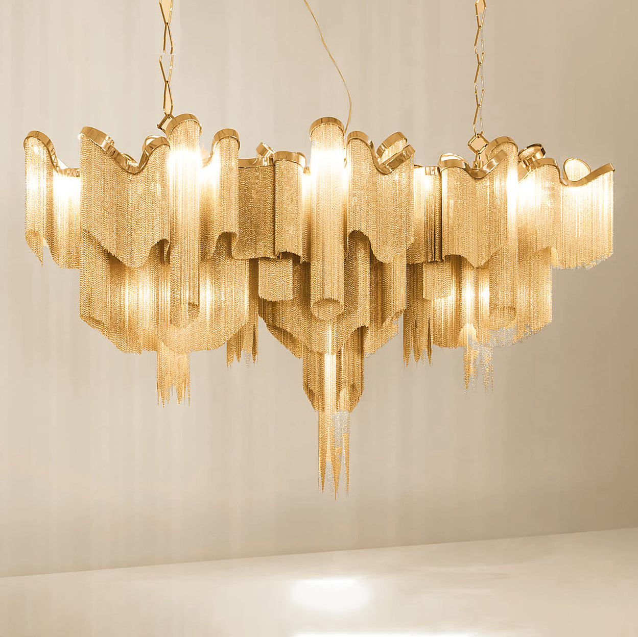Lustra Suspension Lampe Chaîne en Nickel Coulant