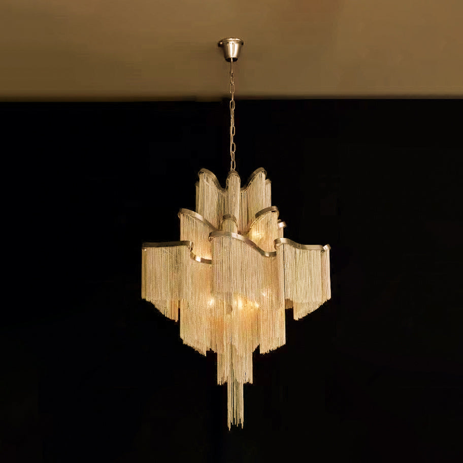 Lustra Suspension Lampe Chaîne en Nickel Coulant