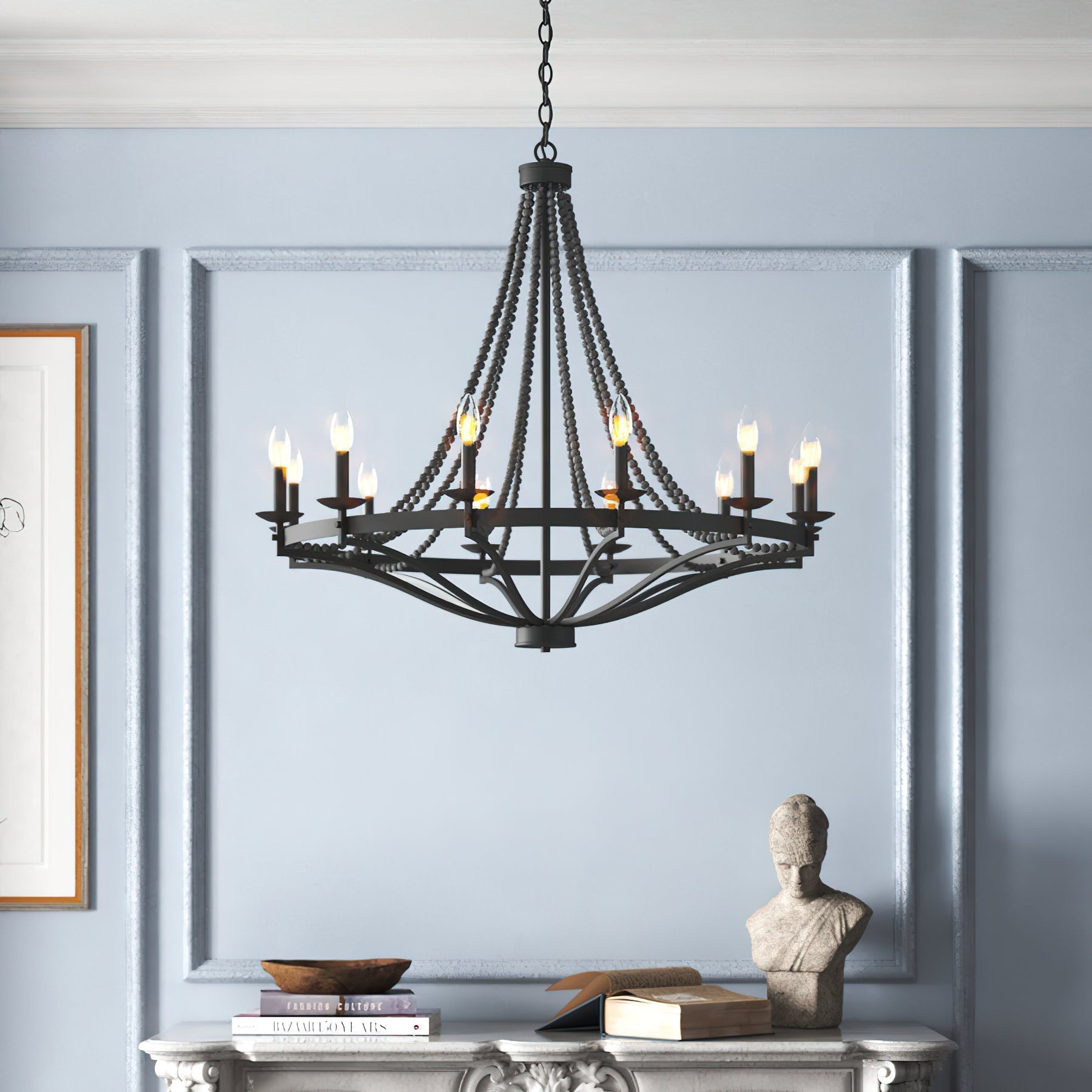 Isoren Ancien Industriel Bois Métal Lustre