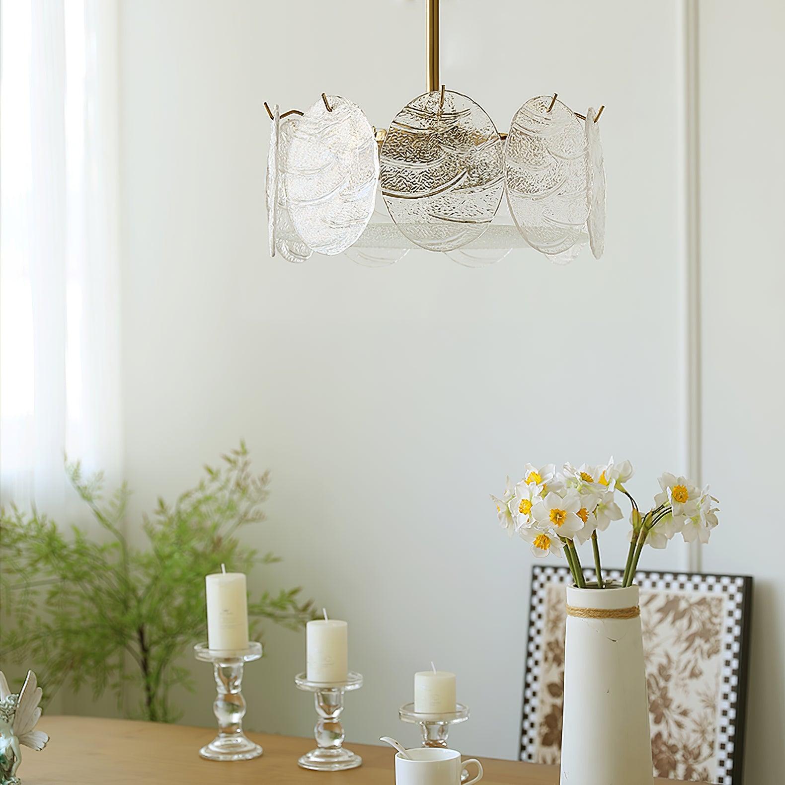 Lustra Lampe De Plafond Avec Finition Dorée Et Verre Strié
