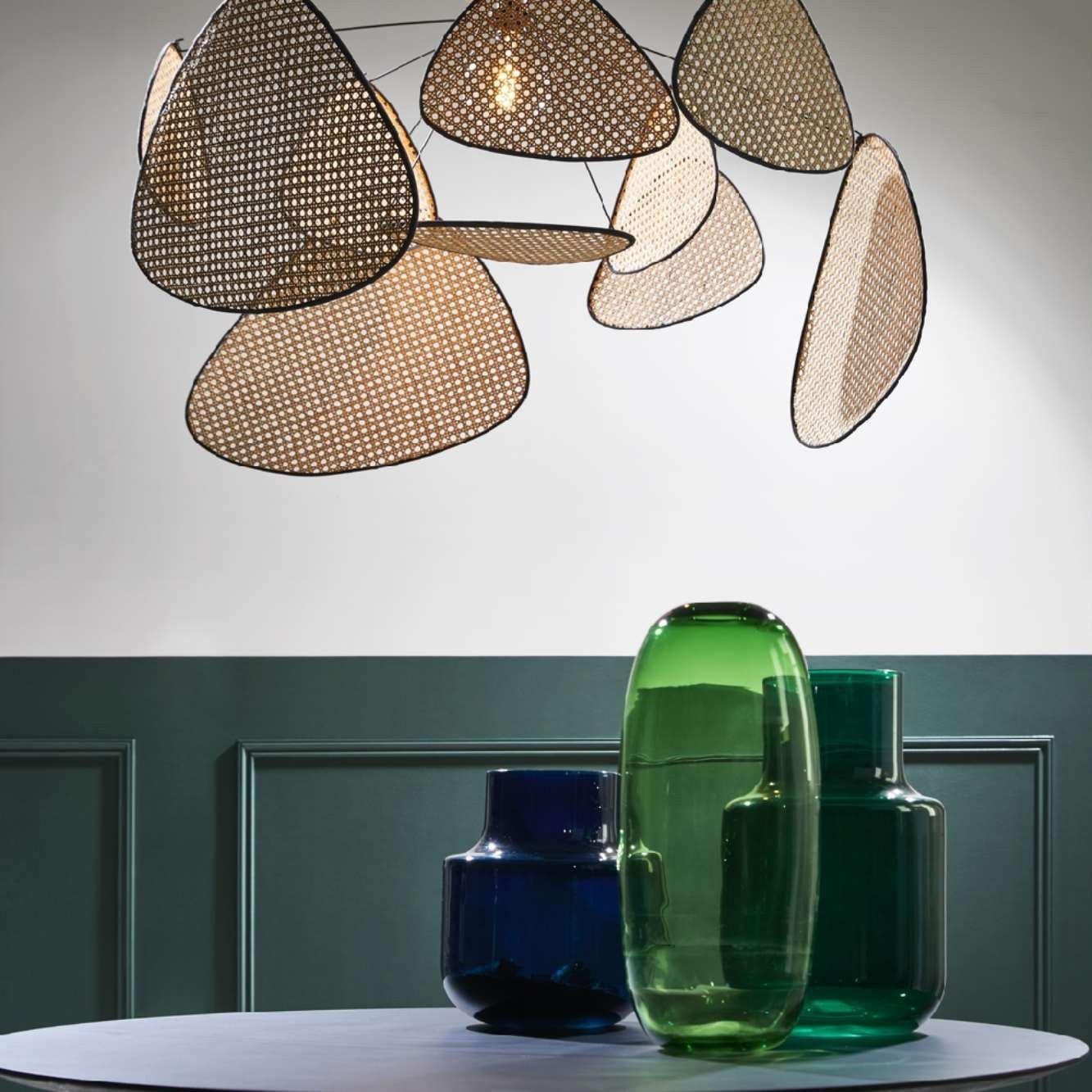Lustra Lustre Écran Cannage Suspension Rétro