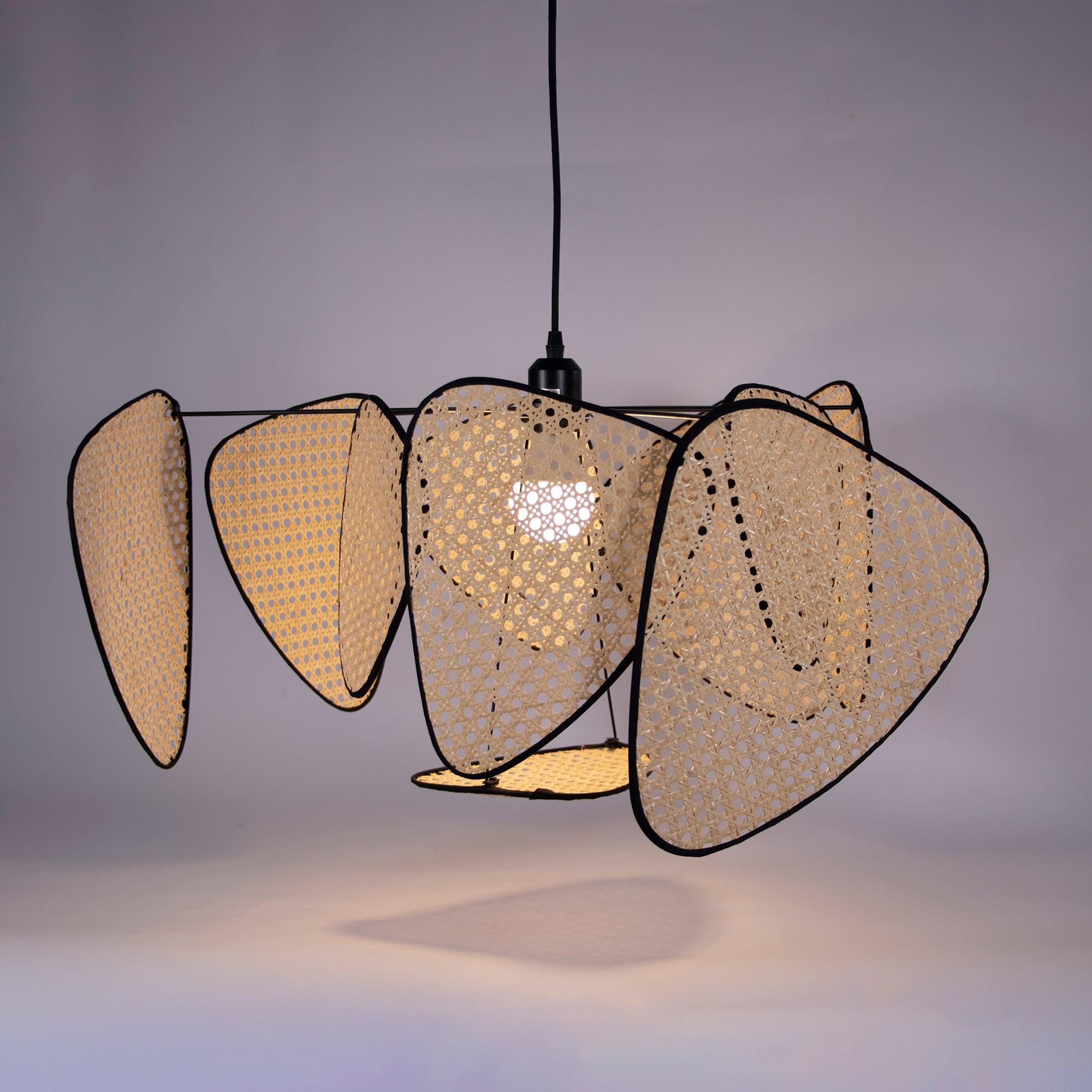 Lustra Lustre Écran Cannage Suspension Rétro