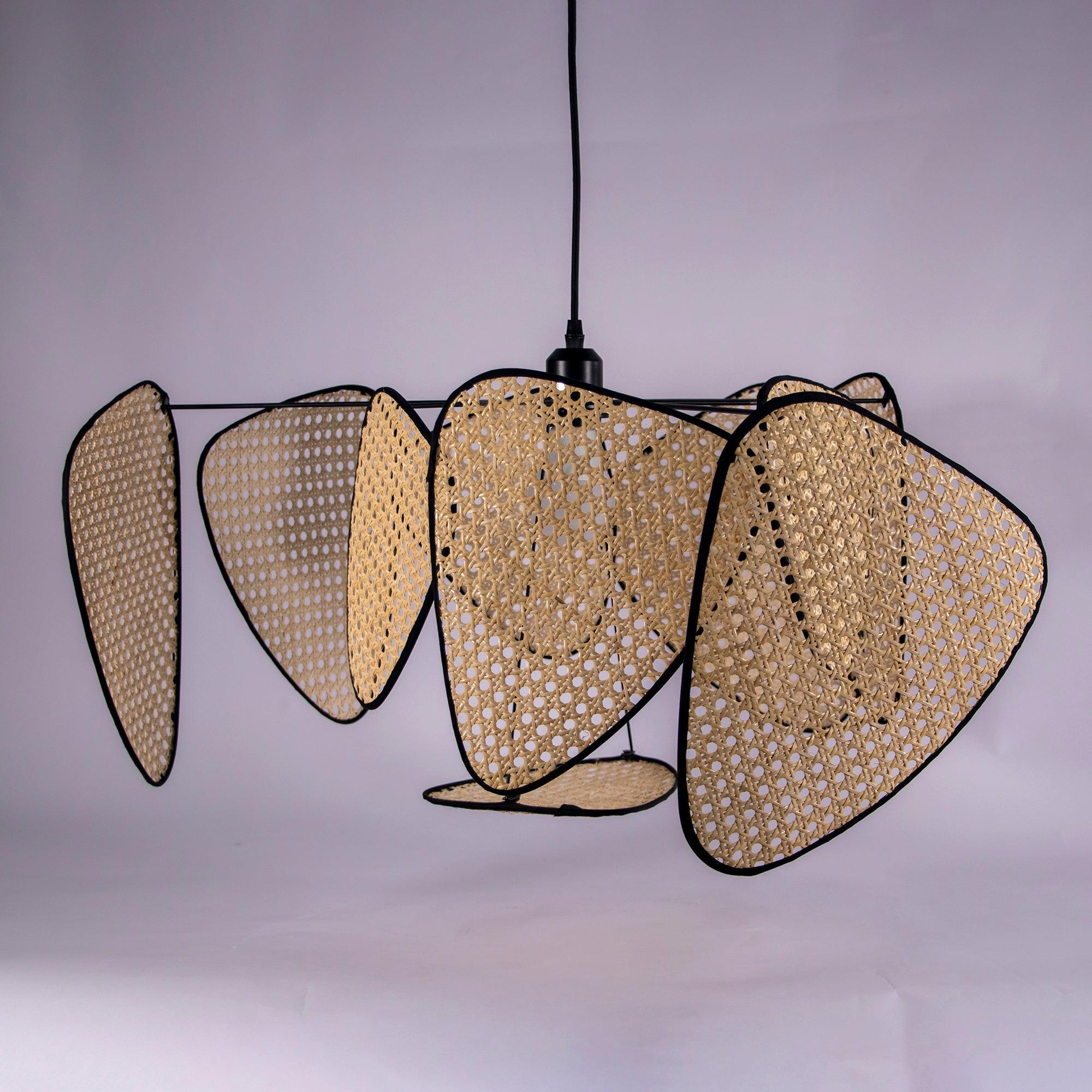 Lustra Lustre Écran Cannage Suspension Rétro