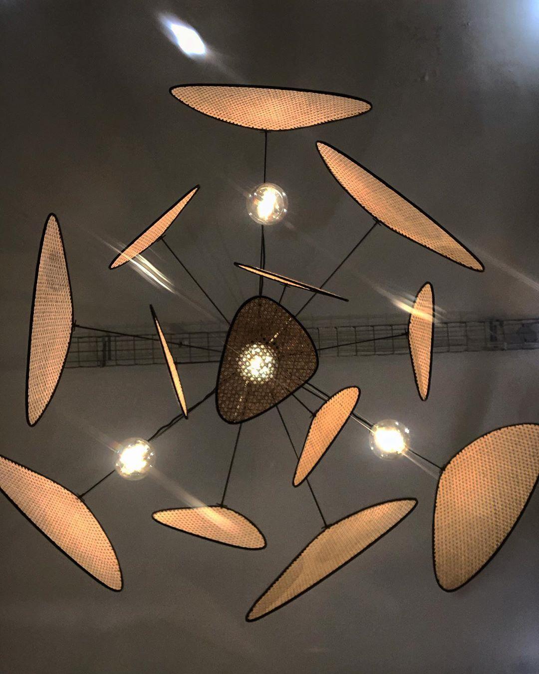 Lustra Lustre Écran Cannage Suspension Rétro