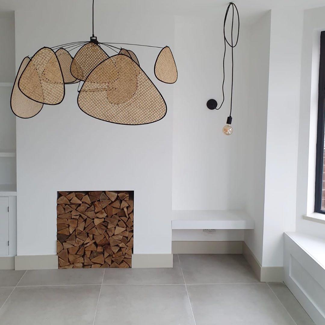 Lustra Lustre Écran Cannage Suspension Rétro