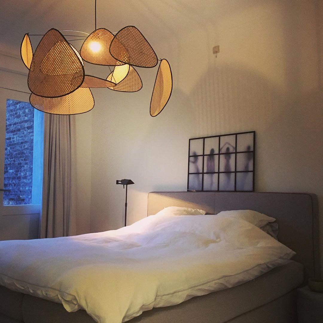 Lustra Lustre Écran Cannage Suspension Rétro