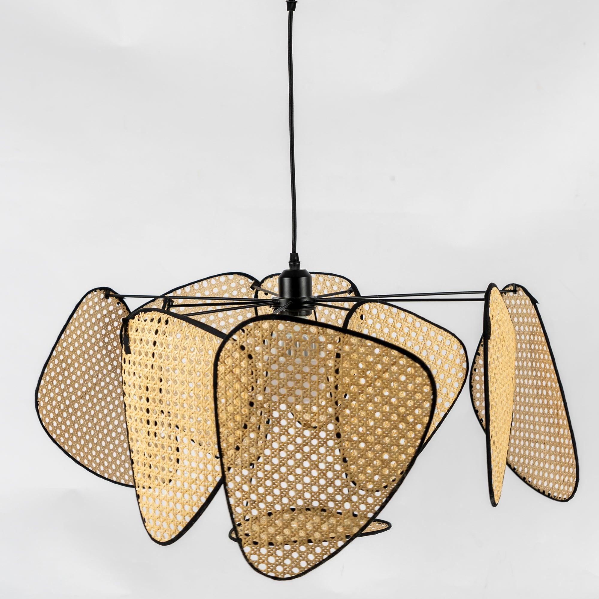 Lustra Lustre Écran Cannage Suspension Rétro