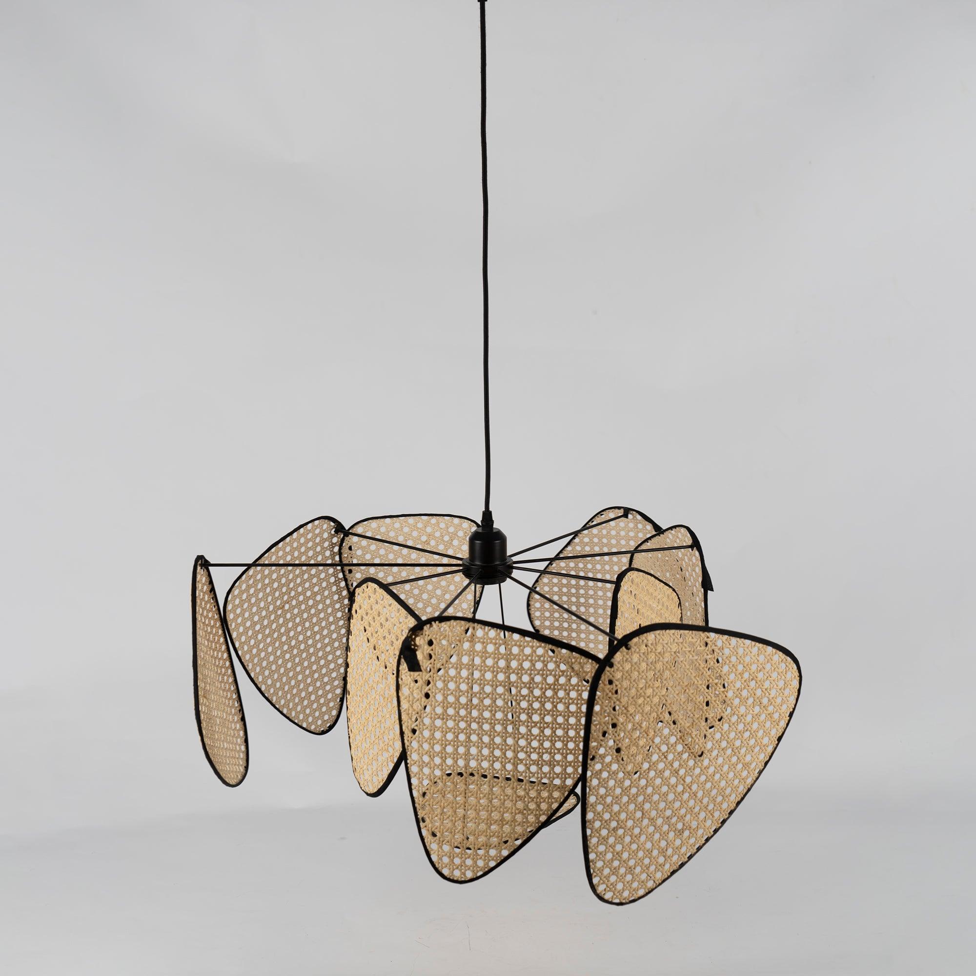 Lustra Lustre Écran Cannage Suspension Rétro