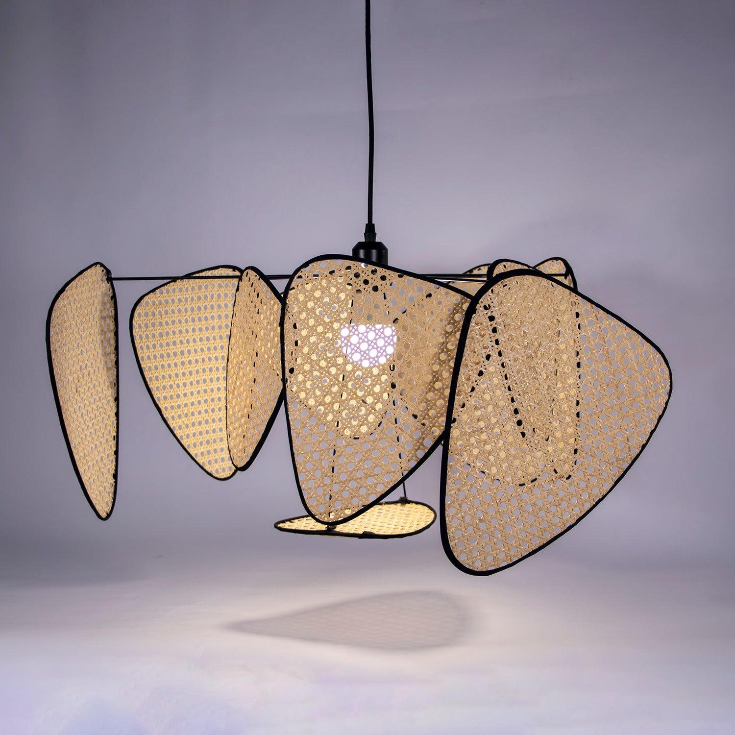 Lustra Lustre Écran Cannage Suspension Rétro