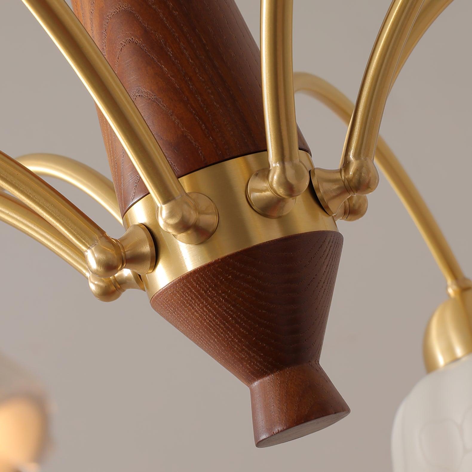 Lustra Lustre Laiton Bois Opaline Céramique