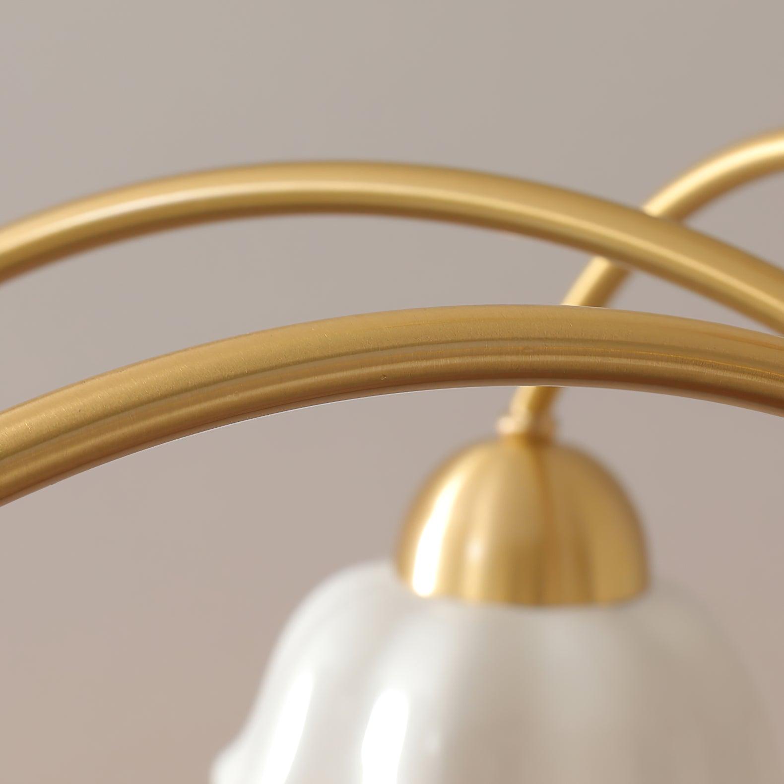 Lustra Lustre Laiton Bois Opaline Céramique