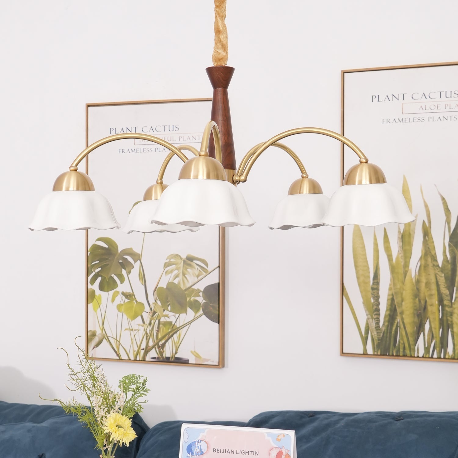 Bellin Lustres Floraux en Bois et Céramique