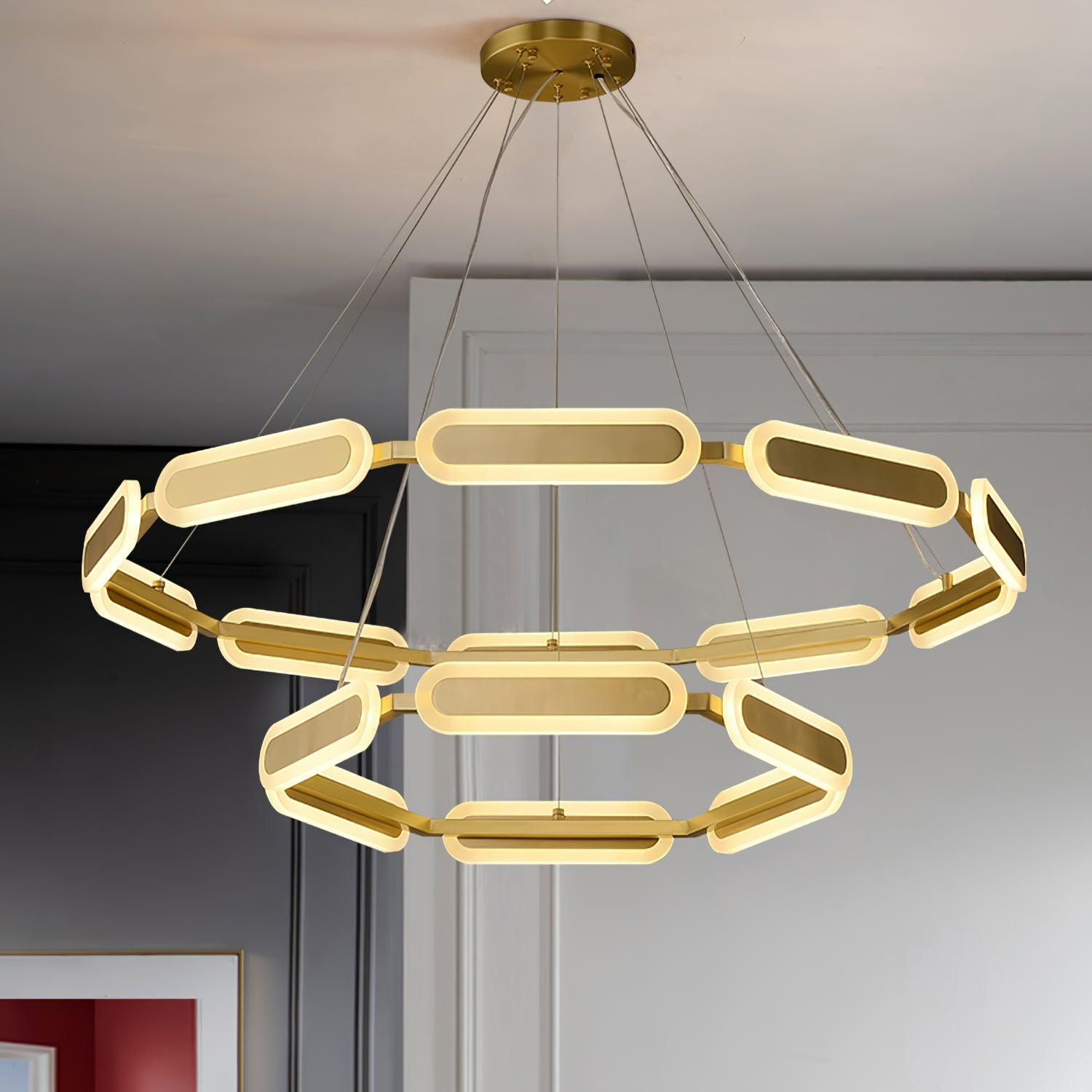 Lustra Lustre Anneau Géométrique en Laiton