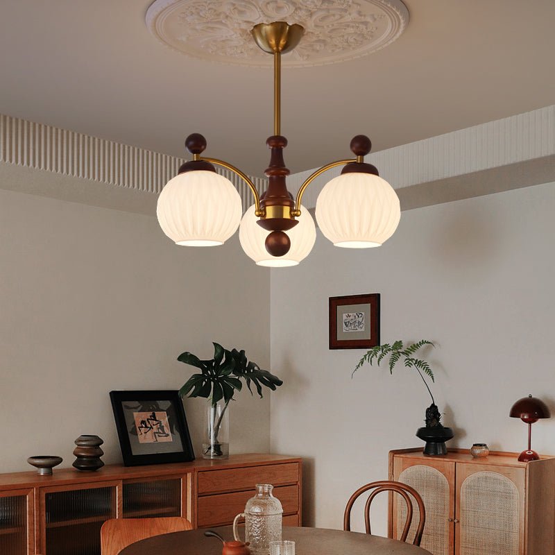 Vedoror Lustre Classique Orbe Bois Verre Traditionnel