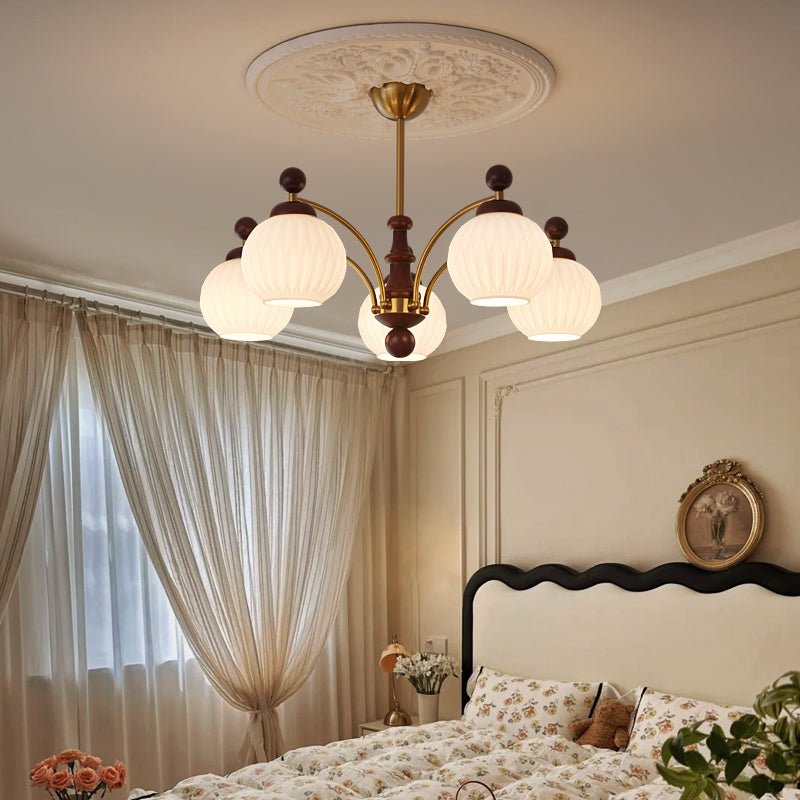 Vedoror Lustre Classique Orbe Bois Verre Traditionnel