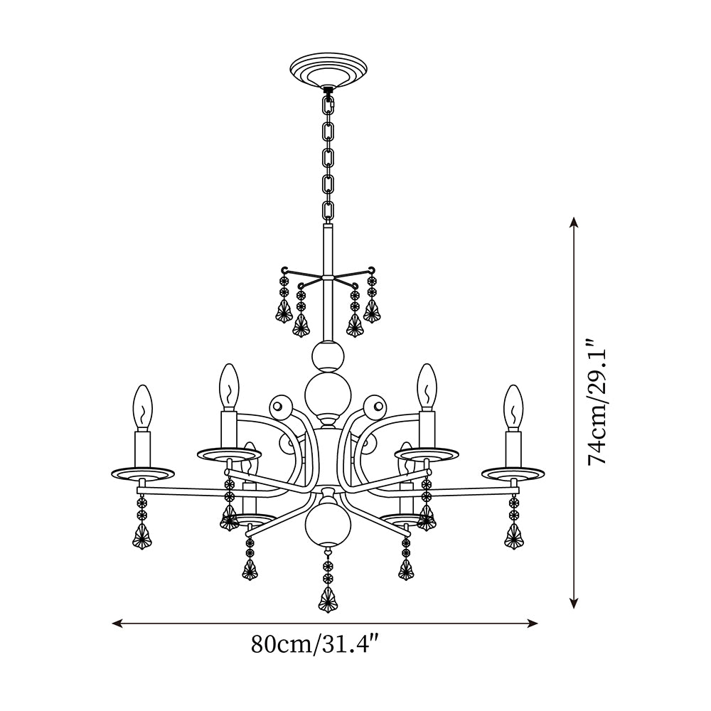 Candelabra Lustre Vintage en Métal