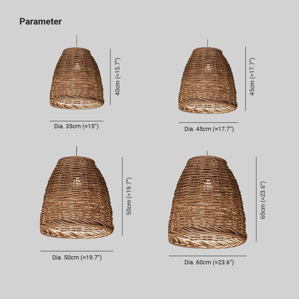 Ritta Suspension LED Vintage Rotin Salon/Chambre à Coucher
