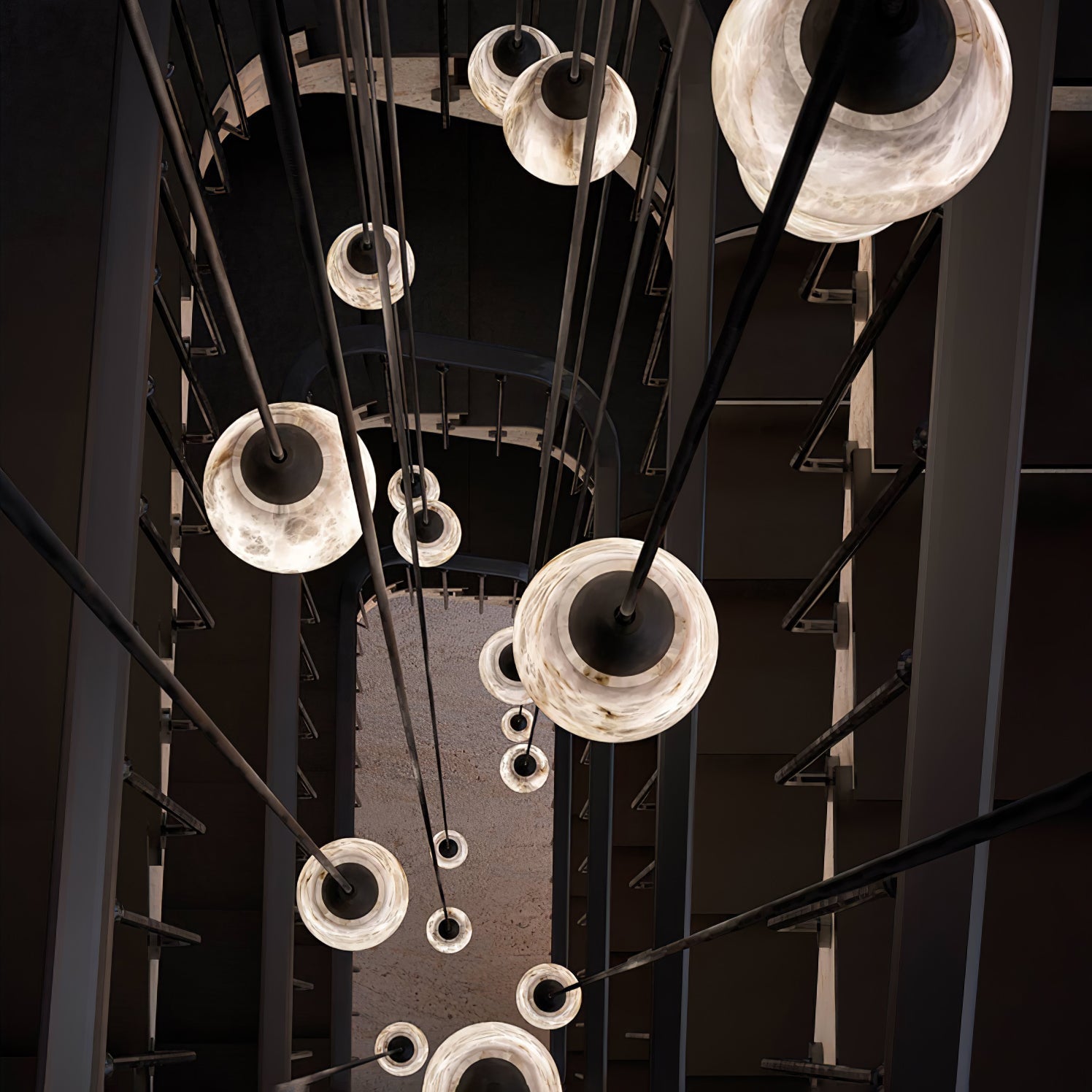 Ostara Suspension Laiton Albâtre