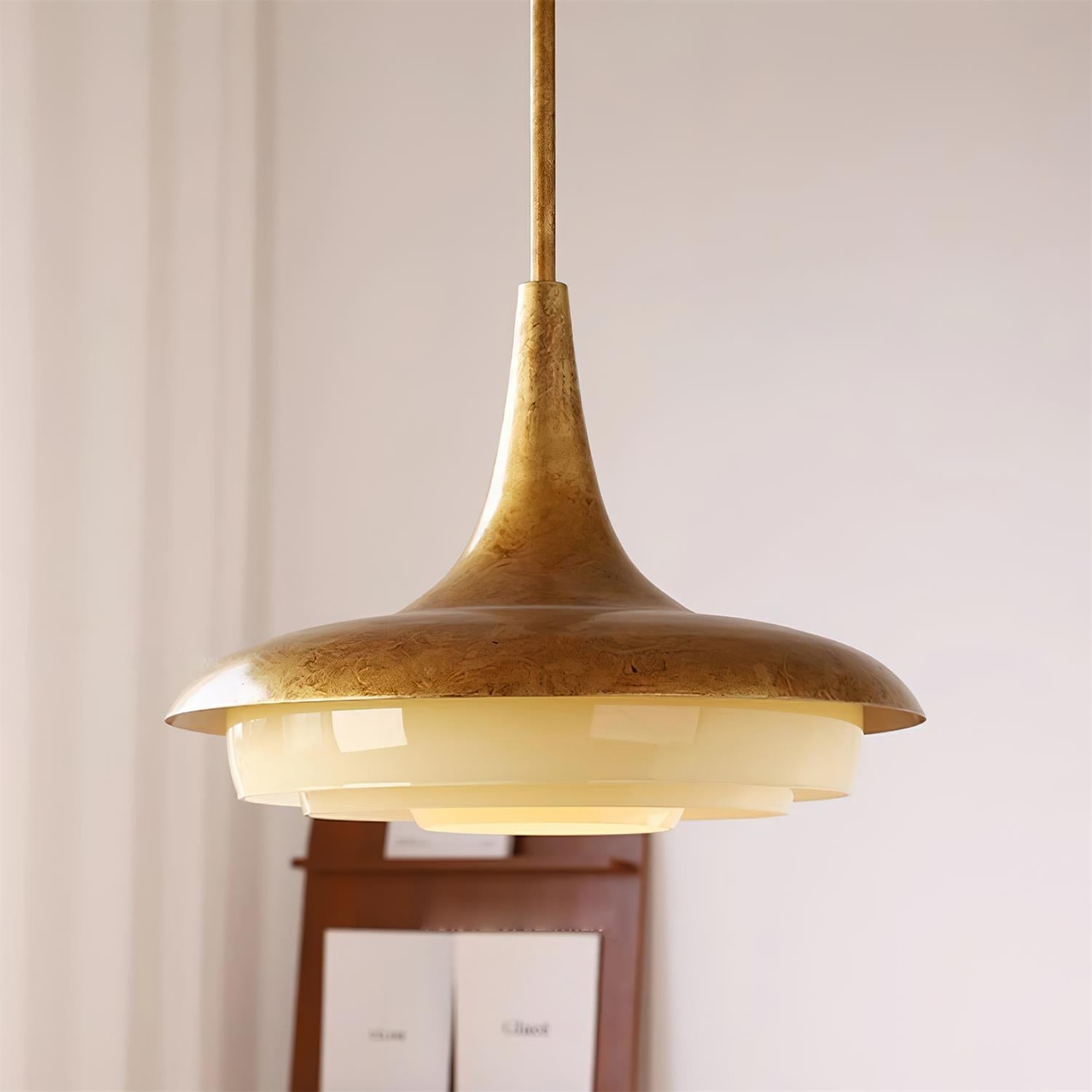Tabit Suspension Vieilli Laiton Stratifié Verre
