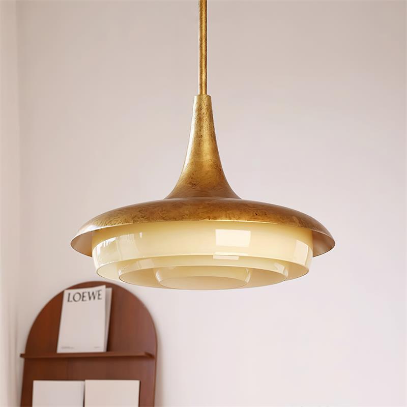 Tabit Suspension Vieilli Laiton Stratifié Verre